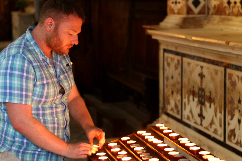 Church interior brown candle