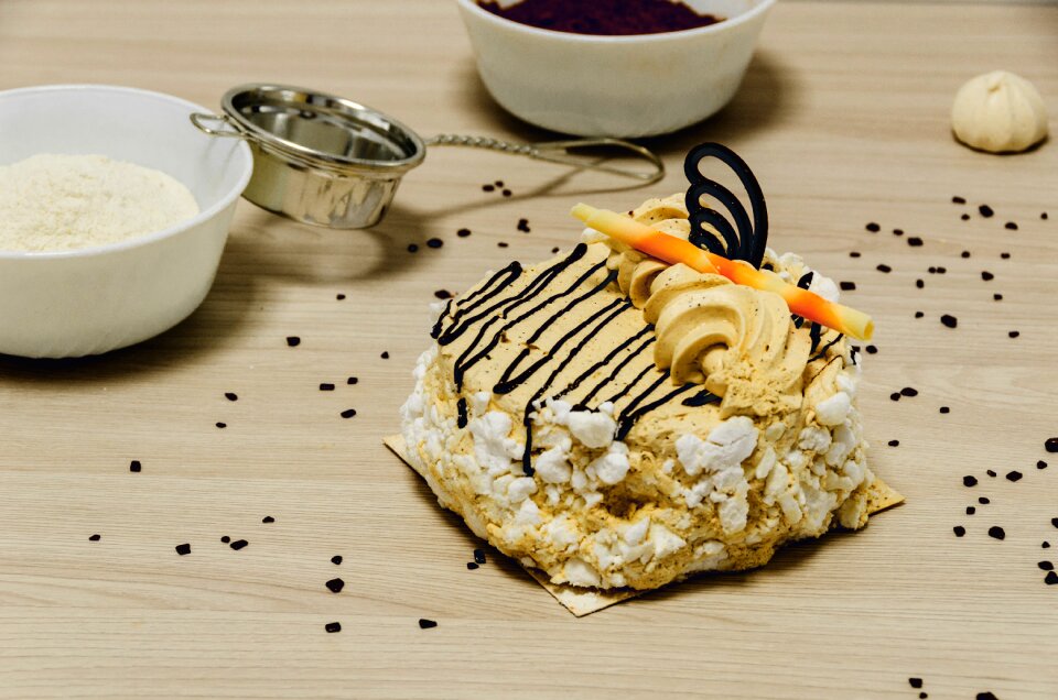 Eating pastries flour