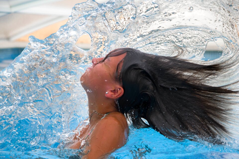 Hair drops of water swimming