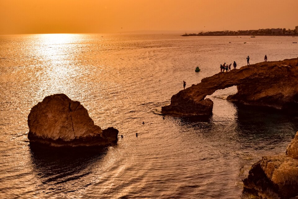 Sunset sea rock