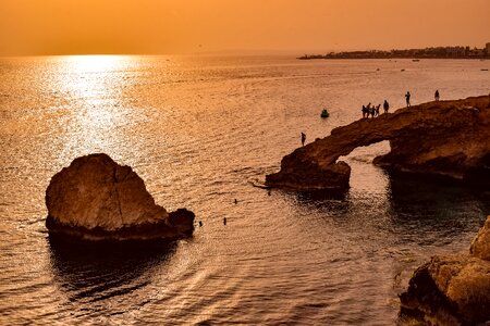 Sunset sea rock photo