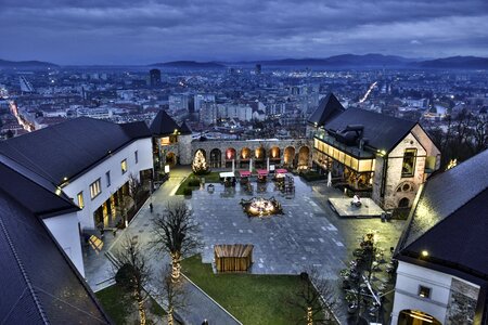 Ljubljana castle night view apartments on star