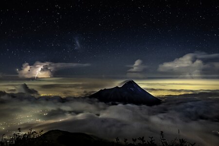 Asserted thundercloud city lights photo