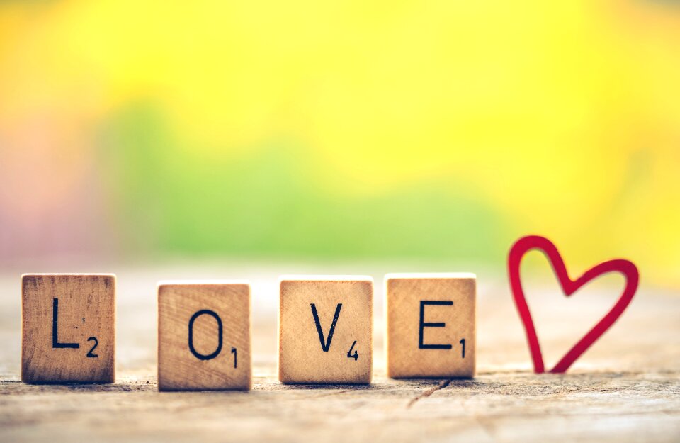 Valentine scrabble affection