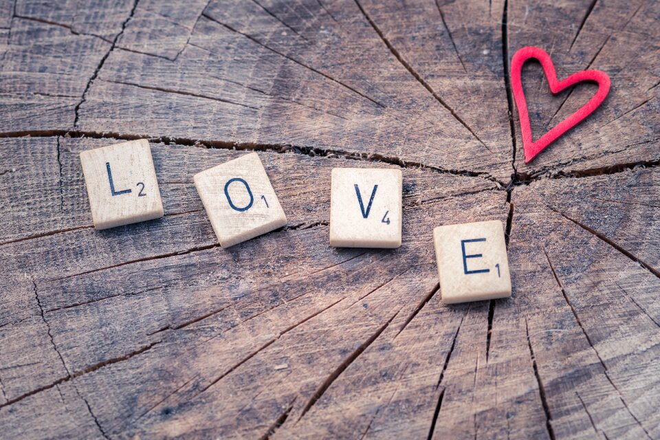 Valentine scrabble affection