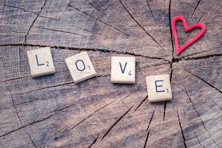 Valentine scrabble affection