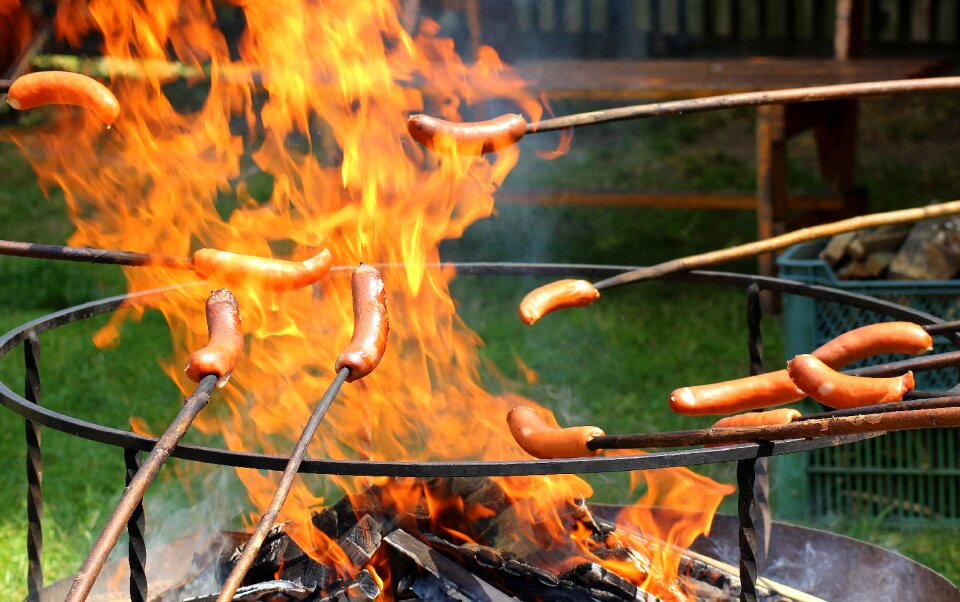 Sausage flames eating