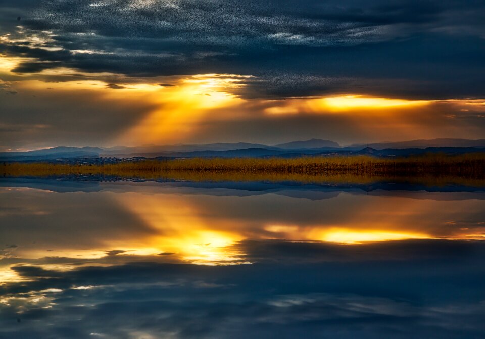 Scenic nature blue sunrise