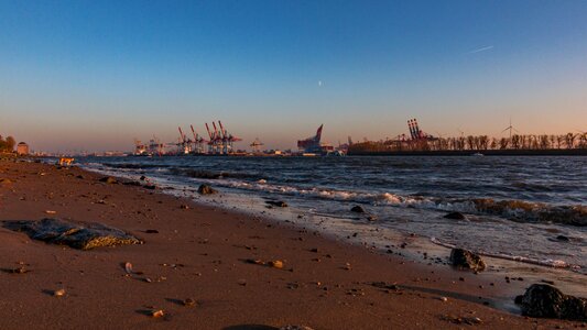 Water harbour cranes sky