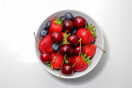 Cherries blueberries strawberries photo