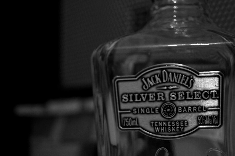 Glass alcoholic bottle