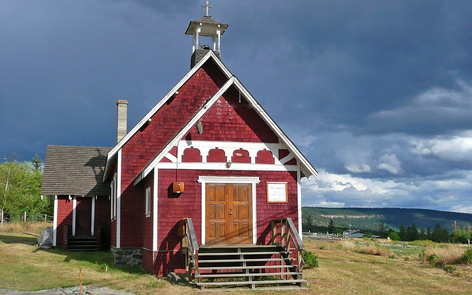 Red church thunderstorm