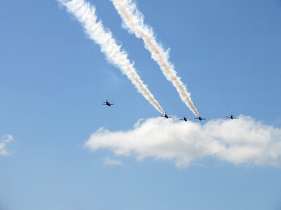 Air show airplane blue arrow
