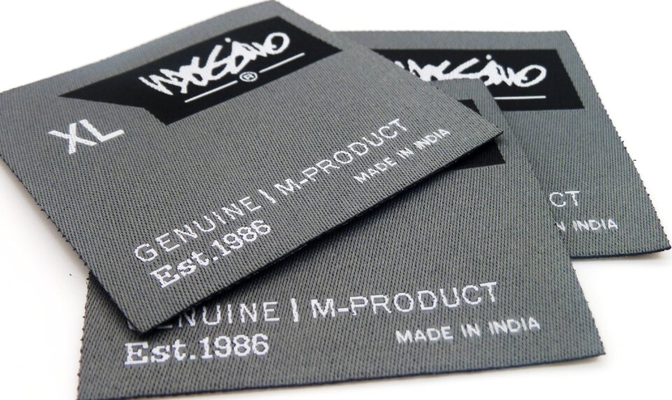 Woven label tag gray clothes