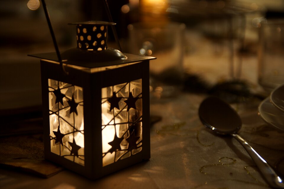 Dining table covering christmas ornaments