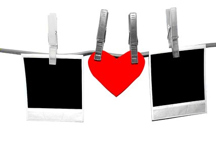 Polaroid clothespins heart