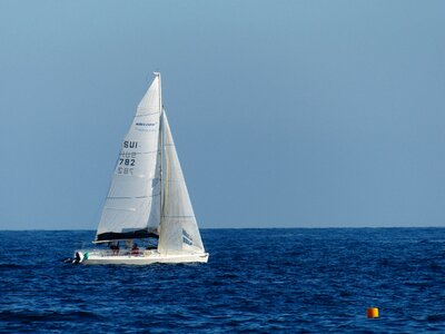 Hoisted masts sea photo