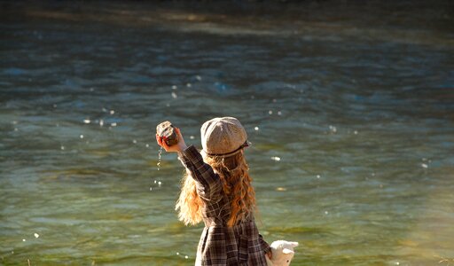 Girl water stone