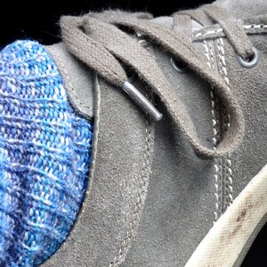 Leather wool socks foot photo