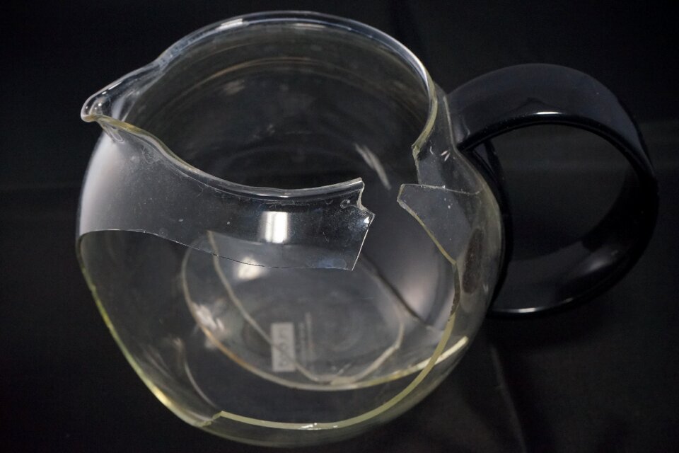 Glass fragmented glass breakage