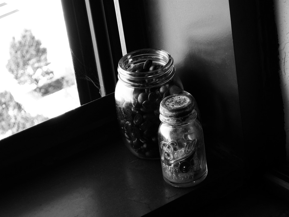 Jars glass coffee beans