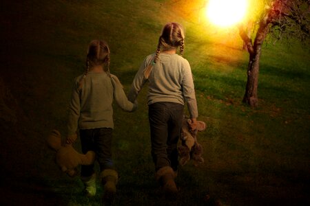 Stuffed animals girl light