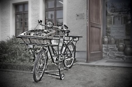 Shopping cart wheel old bike photo