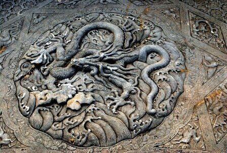 Stone carving dragon china photo