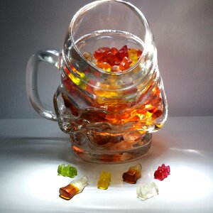 Beer mug glass mug gummi bears