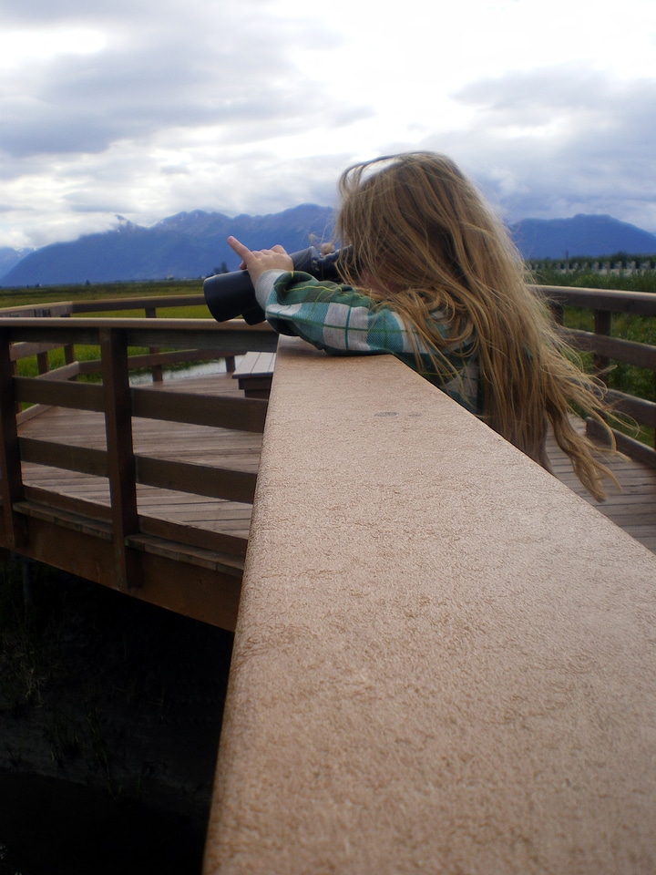 Girl binoculars child