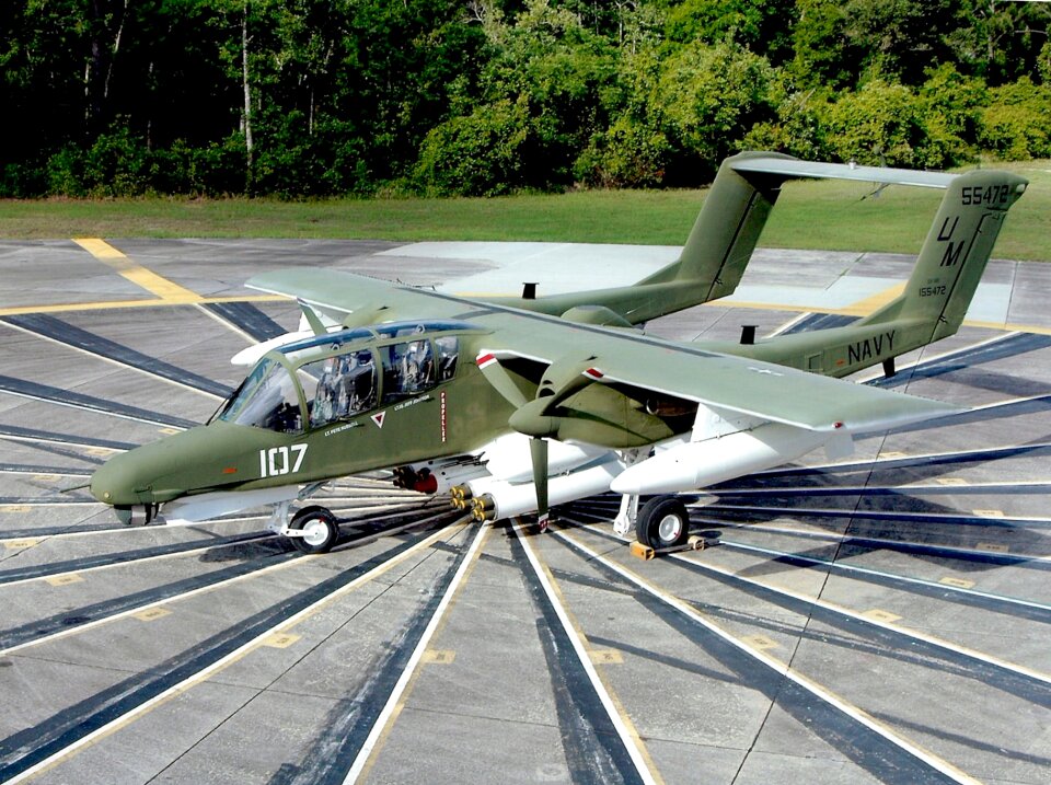 Ov-10d bronco tarmac trees
