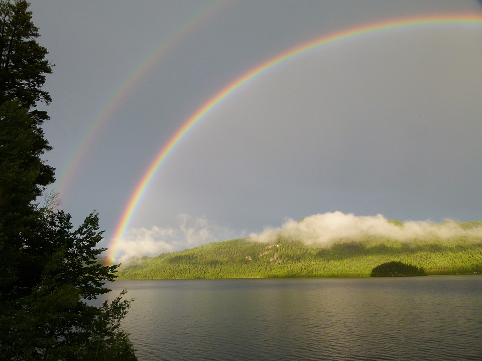 Double rainbow thunderstorm