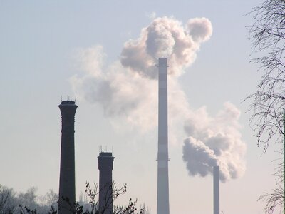 Smoke natural environment factory chimneys photo