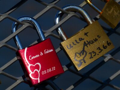 Love locks padlocks engraving photo