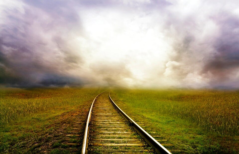 Train landscape storm