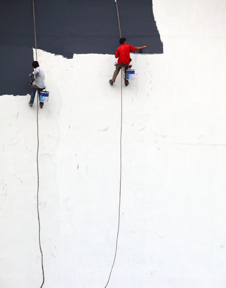 Wall painting worker