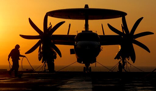 Plane aircraft carrier propellers