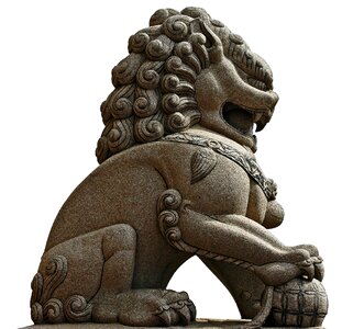Sculpture lion isolated photo