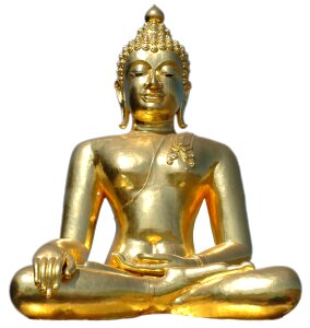 Golden buddha sitting isolated photo