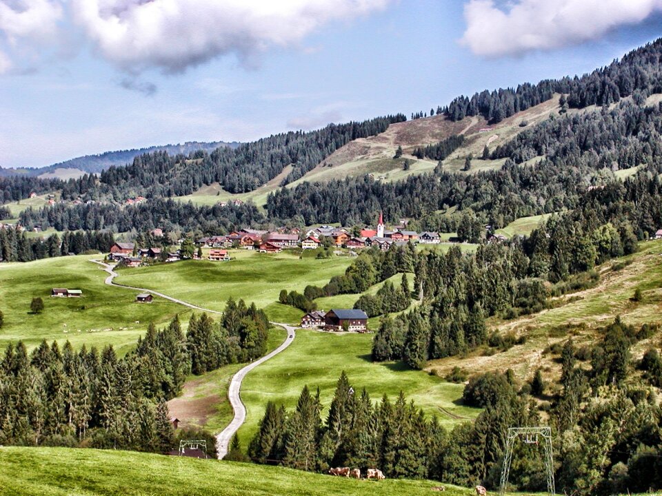 Scenic mountains village