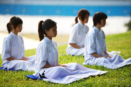 Buddhists camp meditate