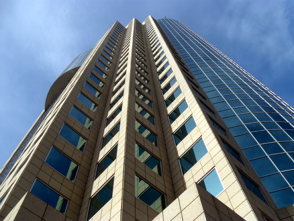 Skyscraper architecture looking up photo