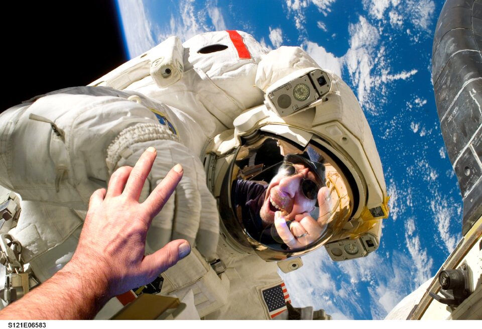 Photomontage astronaut space suit