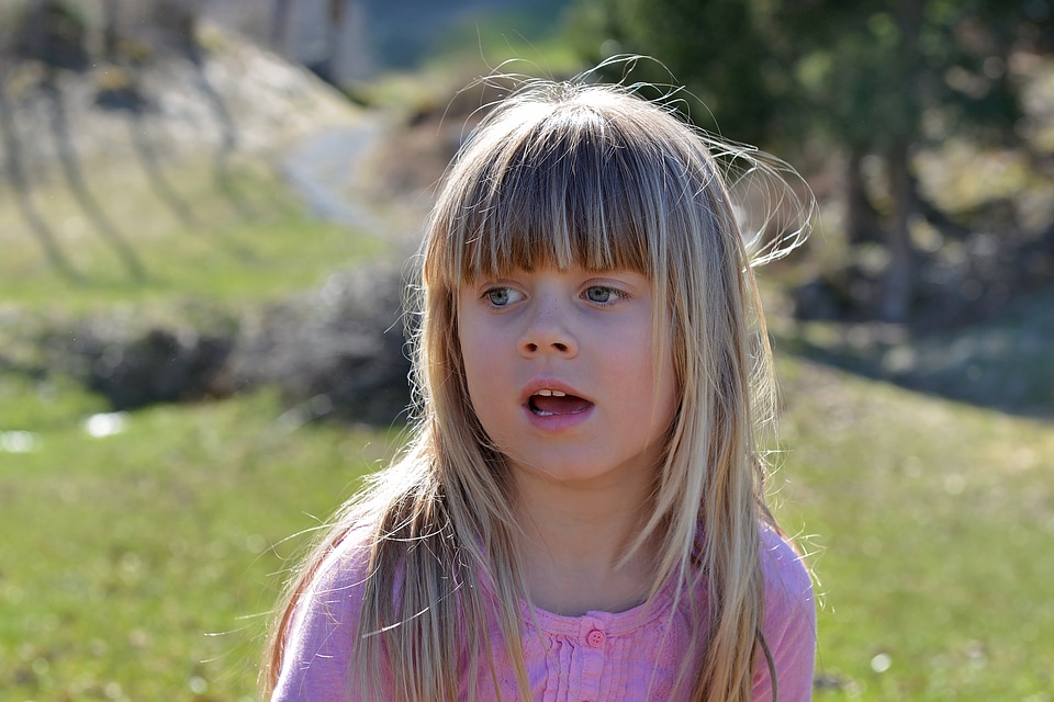 Blond long hair face