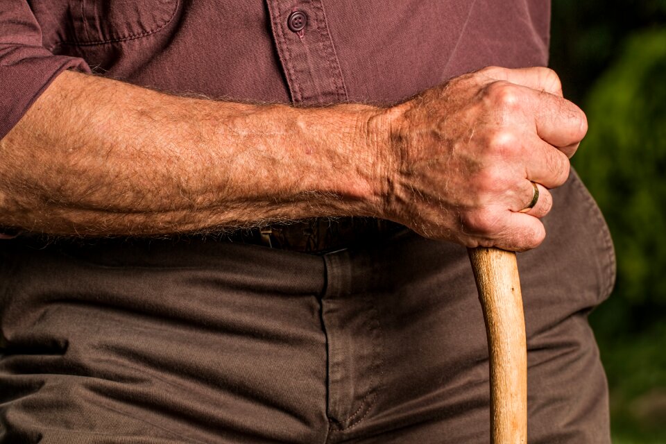 Elderly old person cane