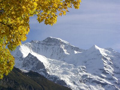 Late autumn virgin snow mountain photo