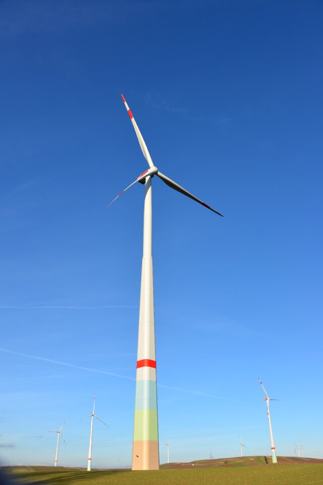 Wind power sky blue