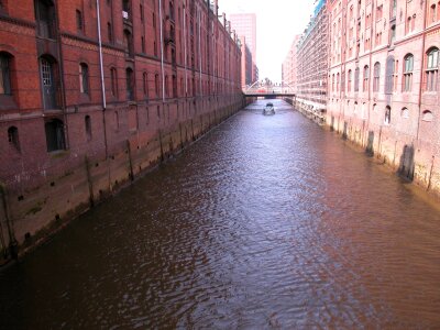 Waterway brick houses city photo