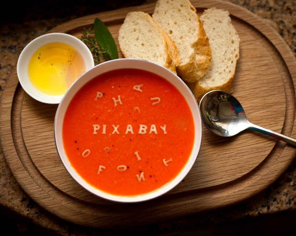Breakfast soup toast