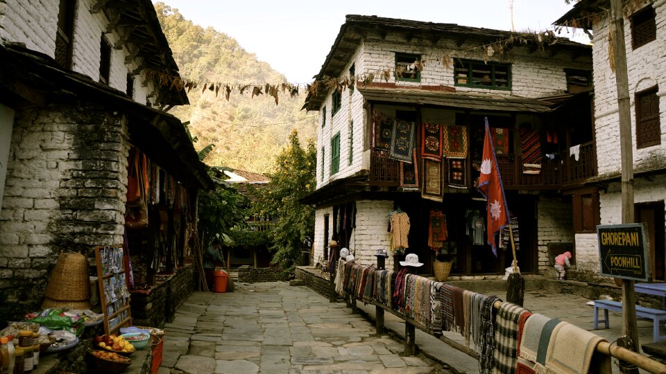 Trekking hiking prayer flags photo